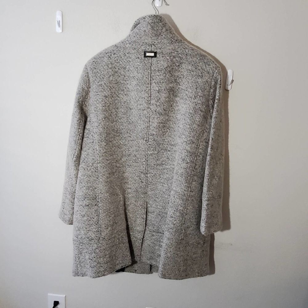 Calvin Klein Gray Wool-Blend Funnel Neck 3/4 Length Coat—Beautiful! - Picture 9 of 12
